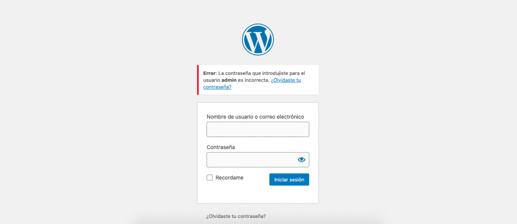 Captura login wordpress