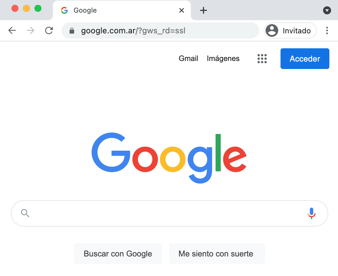 Captura de una pestaña de chrome con google abierto
